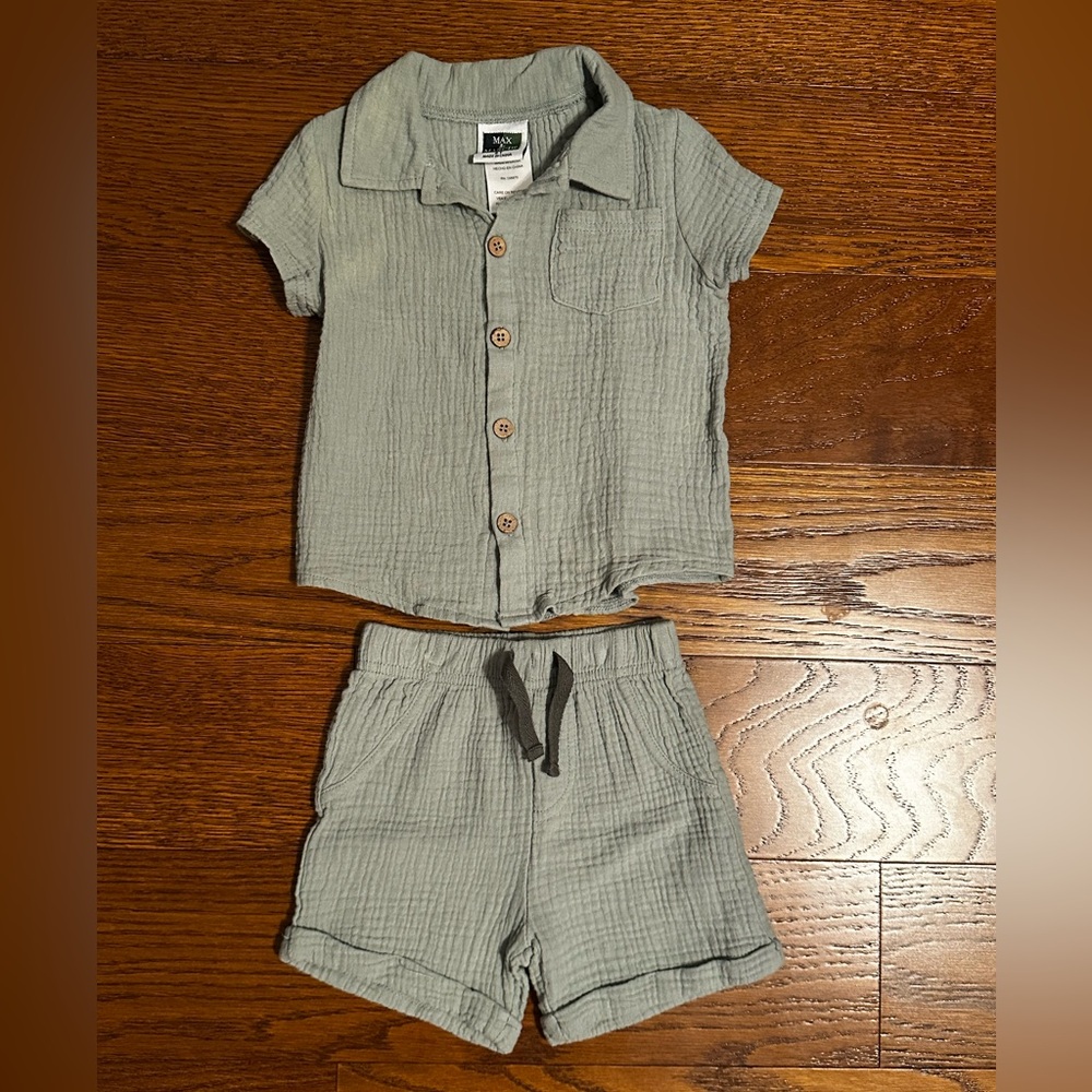 Toddler Boy Button-Up Shirt and Shorts Set